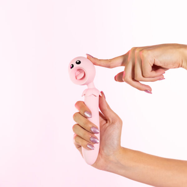 Lick N’ Stick Dual Ended Silicone Clitoral Flicker & G-Spot Vibrator - Pink