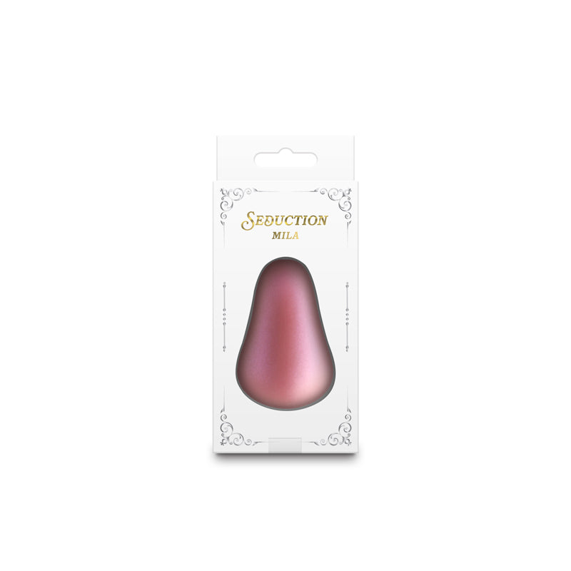 Mila by Seduction Curved Rechargeable Palm-Sized Vibe - Metallic Rose Gold
