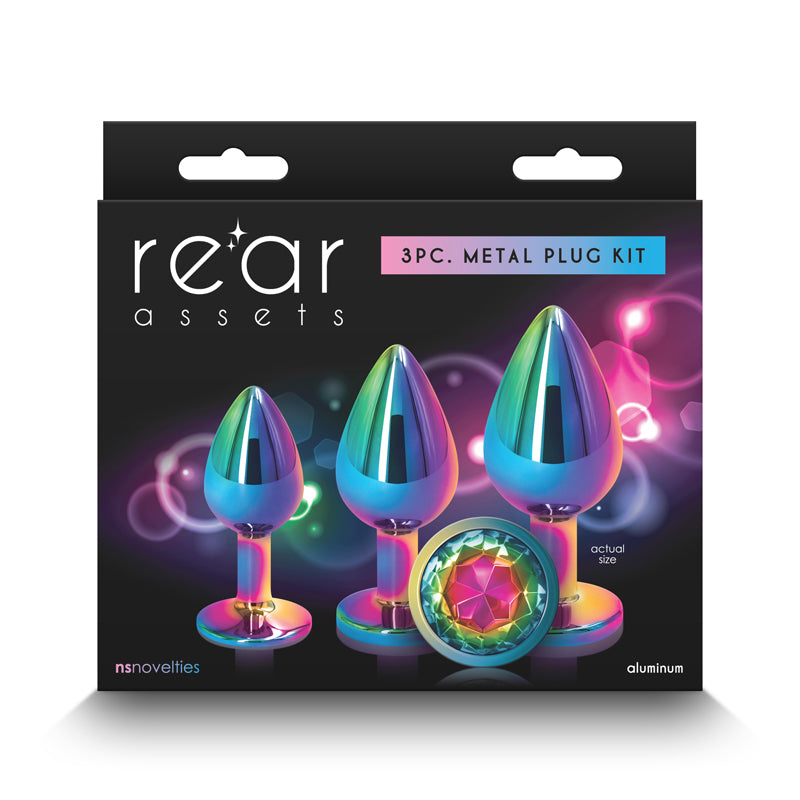 Rear Assets Anal Plug Trainer Kit - Multicolor with Rainbow Gemstone