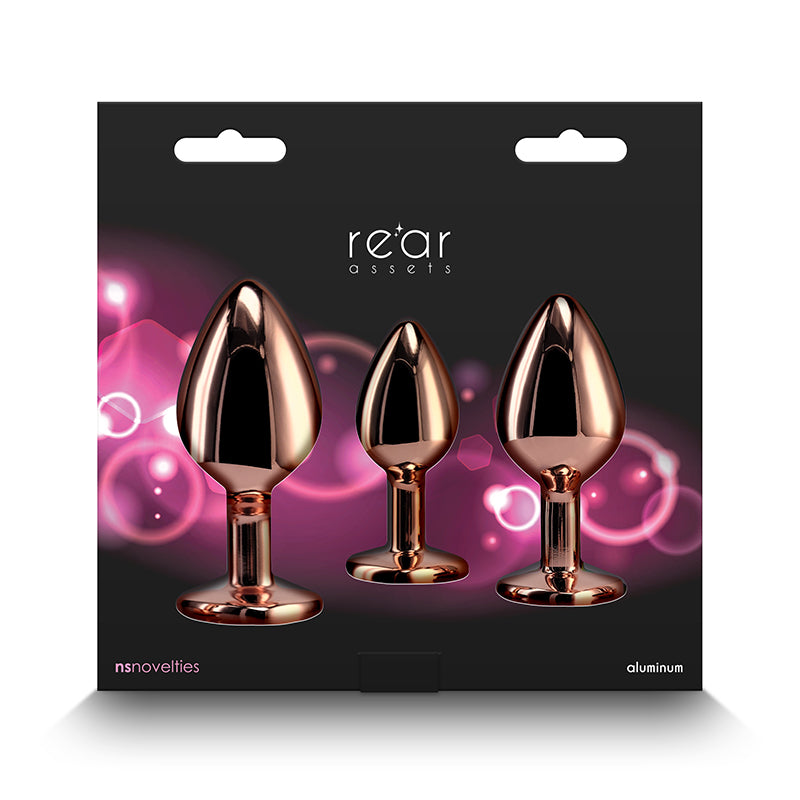 Rear Assets Anal Plug Trainer Kit - Rose Gold with Pink Heart