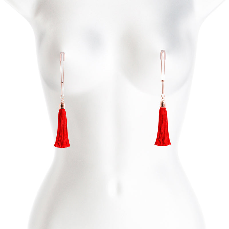Bound Nipple Clamps T1 - Red Tassel
