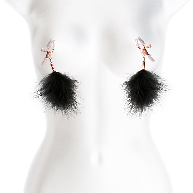 Bound Nipple Clamps F1 - Black Feather