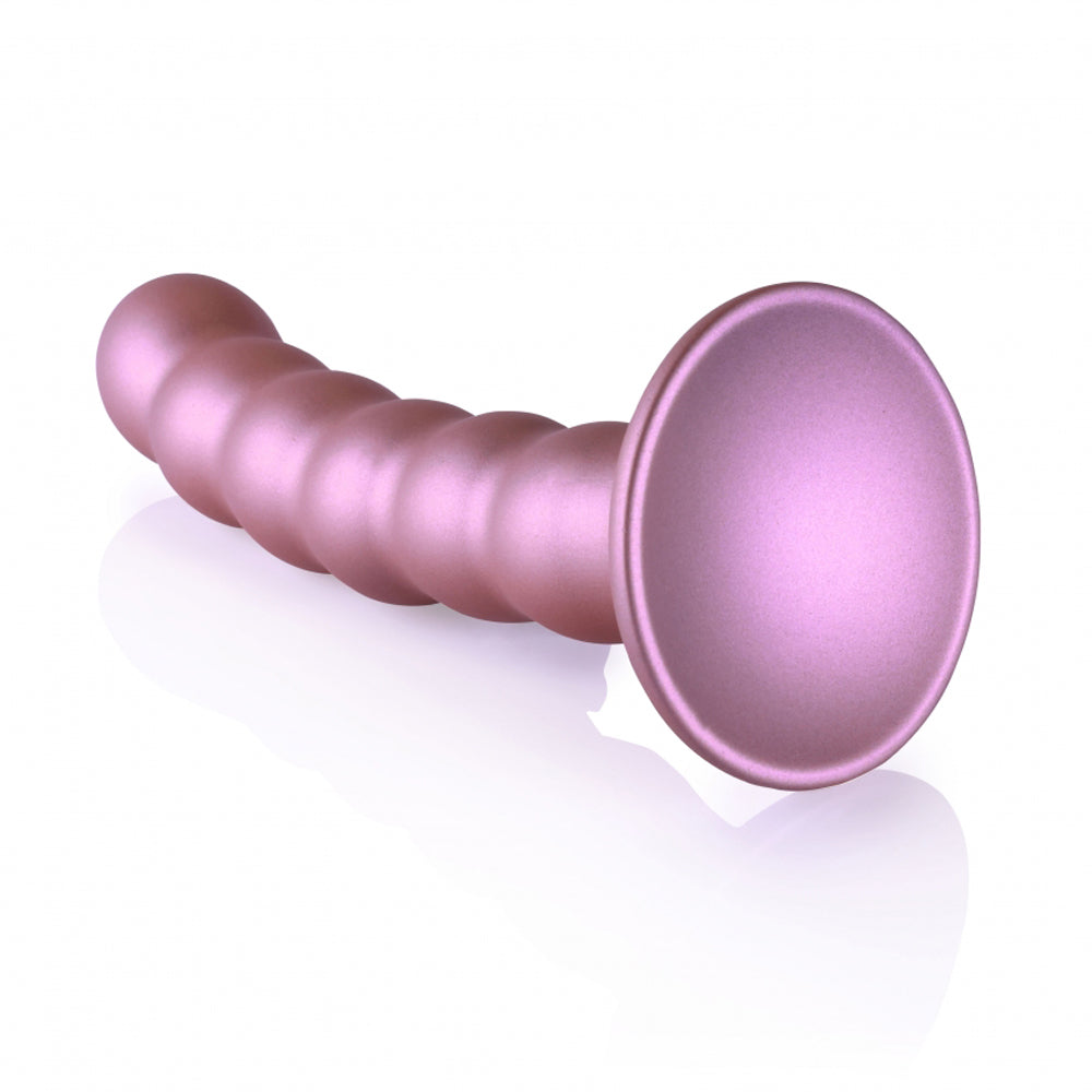 Ouch! Beaded G-Spot Dildo – 5 Inch Rose Silicone with Suction Base