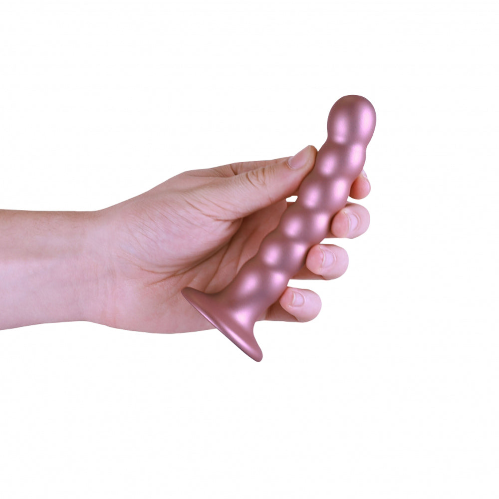 Ouch! Beaded G-Spot Dildo – 5 Inch Rose Silicone with Suction Base