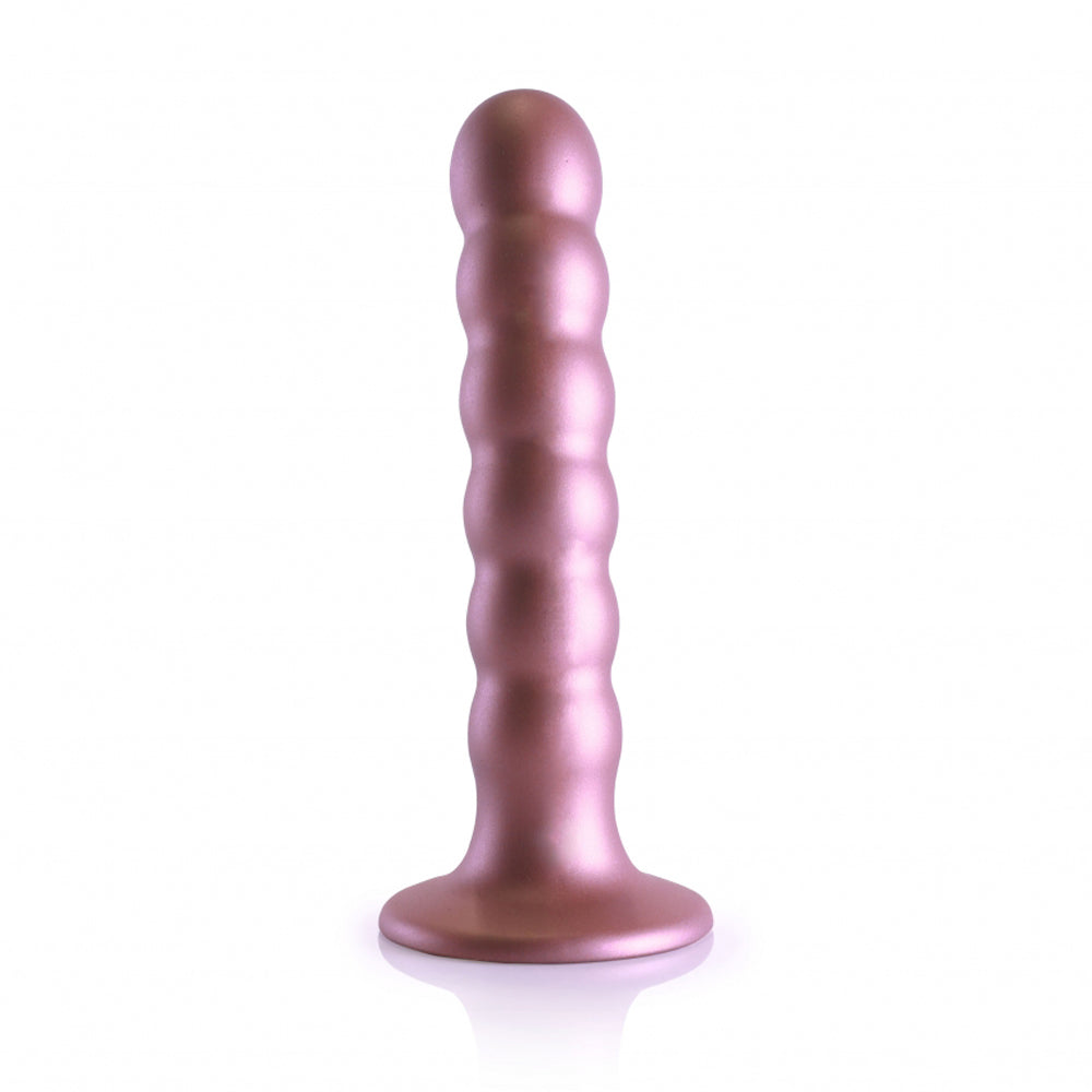 Ouch! Beaded G-Spot Dildo – 5 Inch Rose Silicone with Suction Base