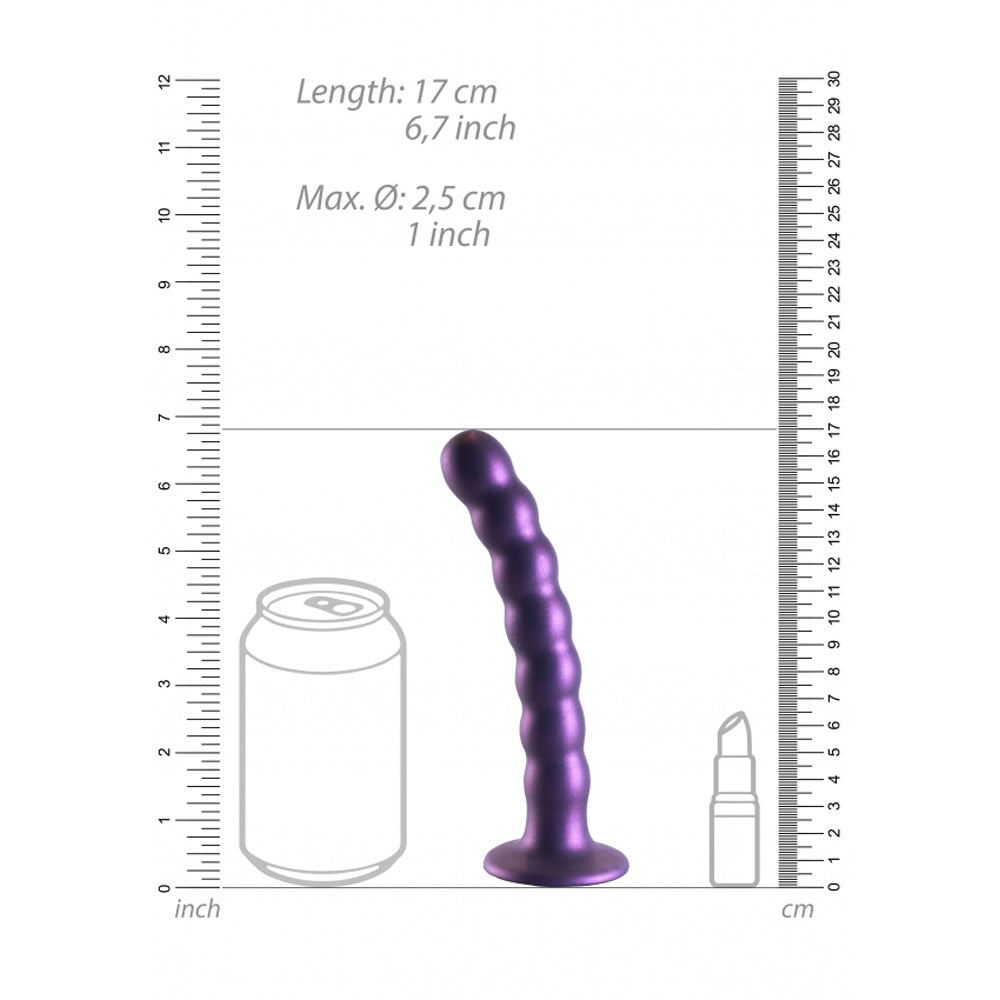 Ouch! Beaded G-Spot Dildo – 6.5 Inch Purple Silicone with Suction Base
