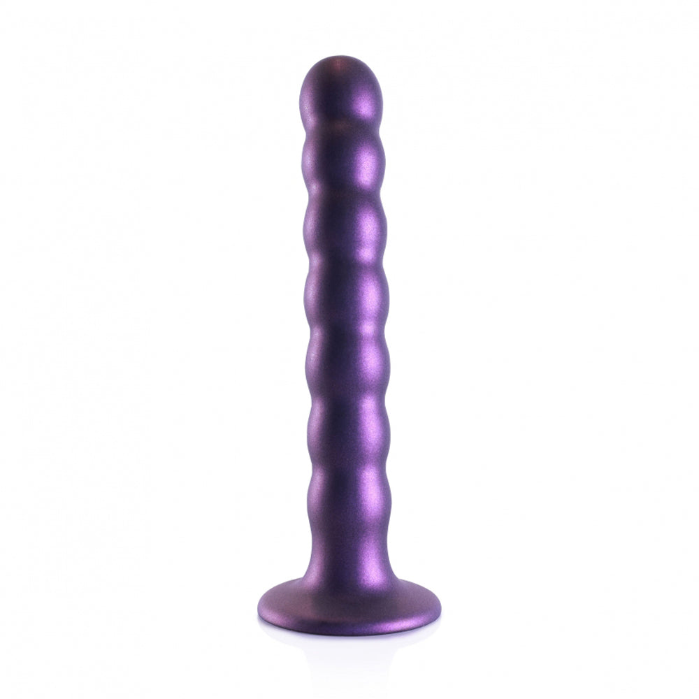 Ouch! Beaded G-Spot Dildo – 6.5 Inch Purple Silicone with Suction Base