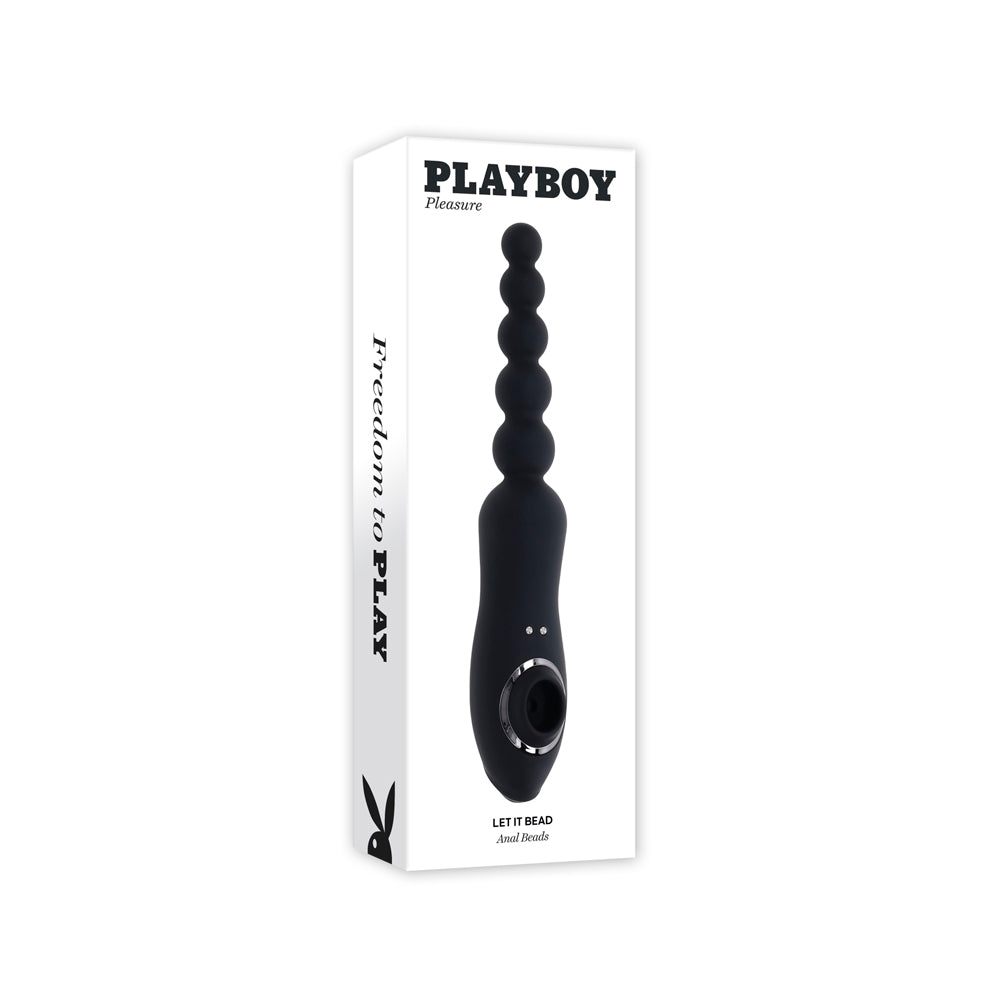 Playboy Pleasure Let It Bead Dual Ended Suction and Anal Bead Vibrator - Black
