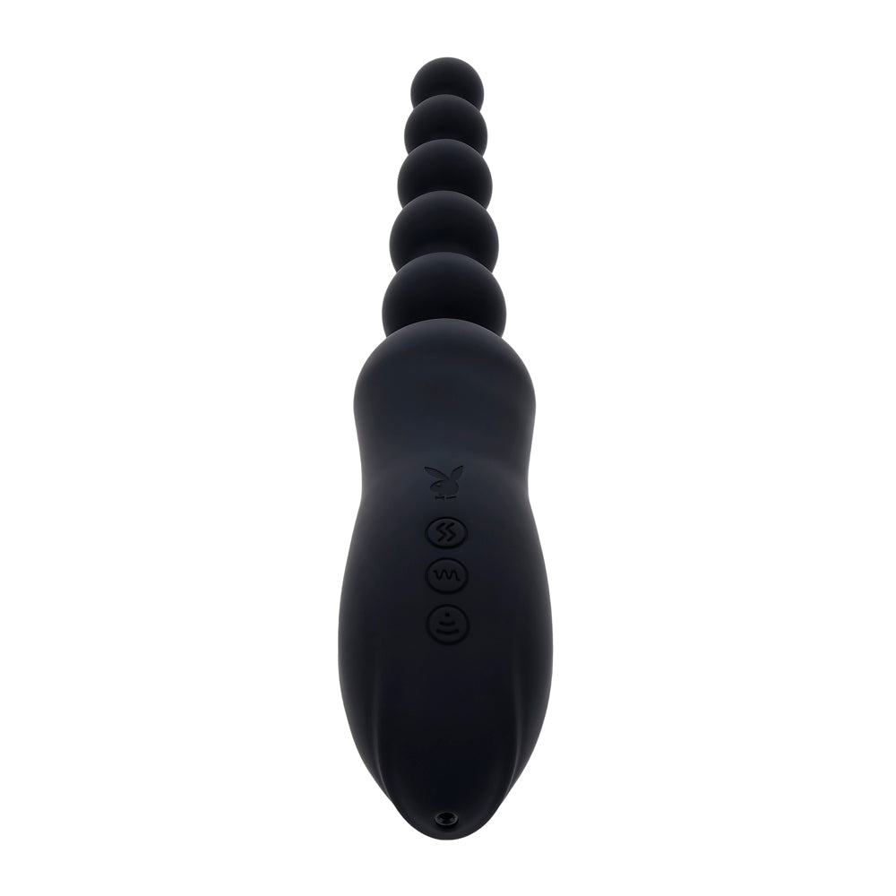 Playboy Pleasure Let It Bead Dual Ended Suction and Anal Bead Vibrator - Black