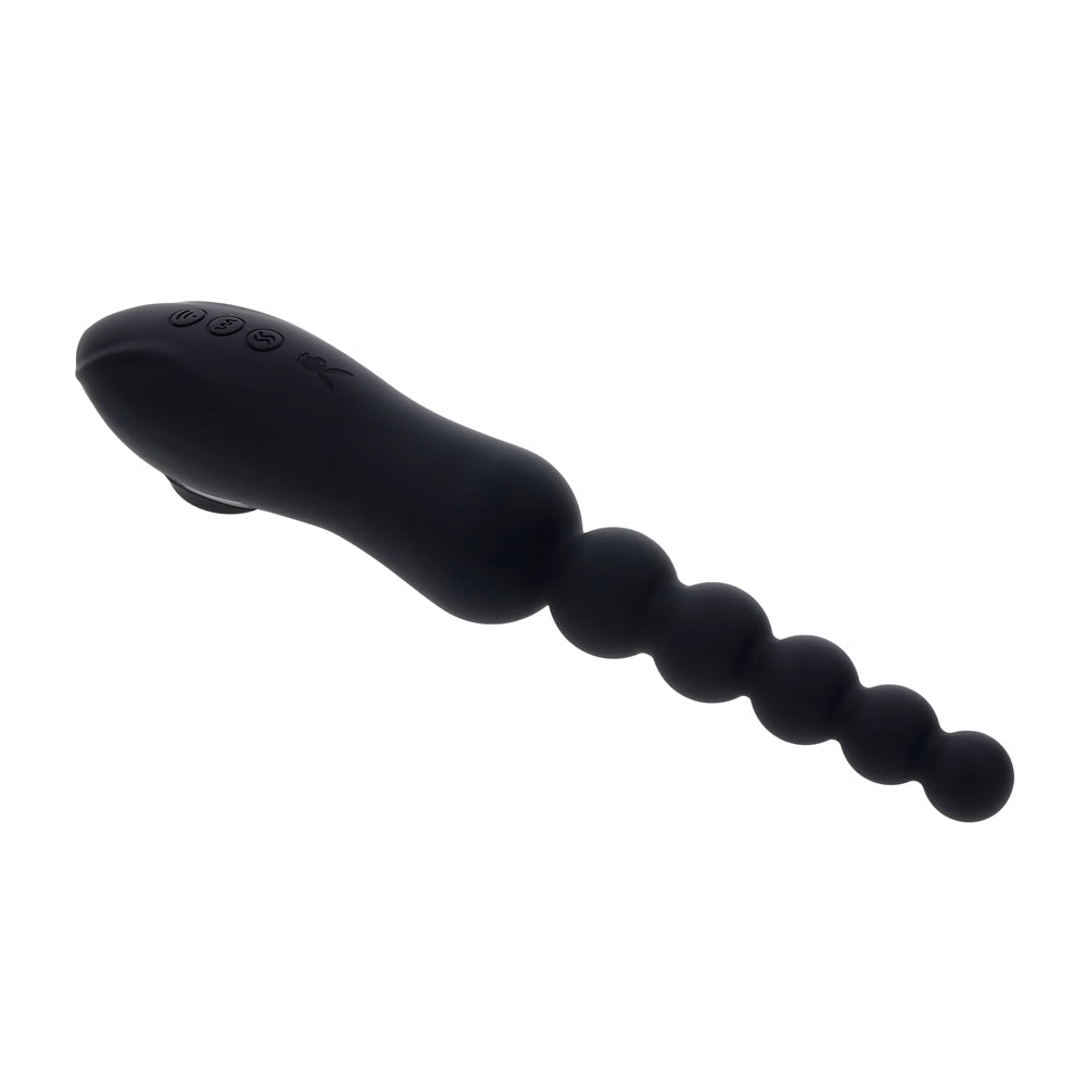 Playboy Pleasure Let It Bead Dual Ended Suction and Anal Bead Vibrator - Black
