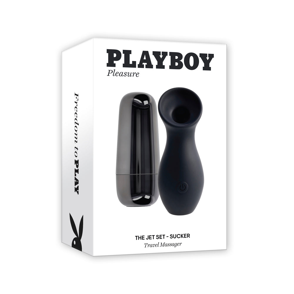 Playboy Pleasure The Jet Set Suction Clitoral Vibrator with Travel Case - Black