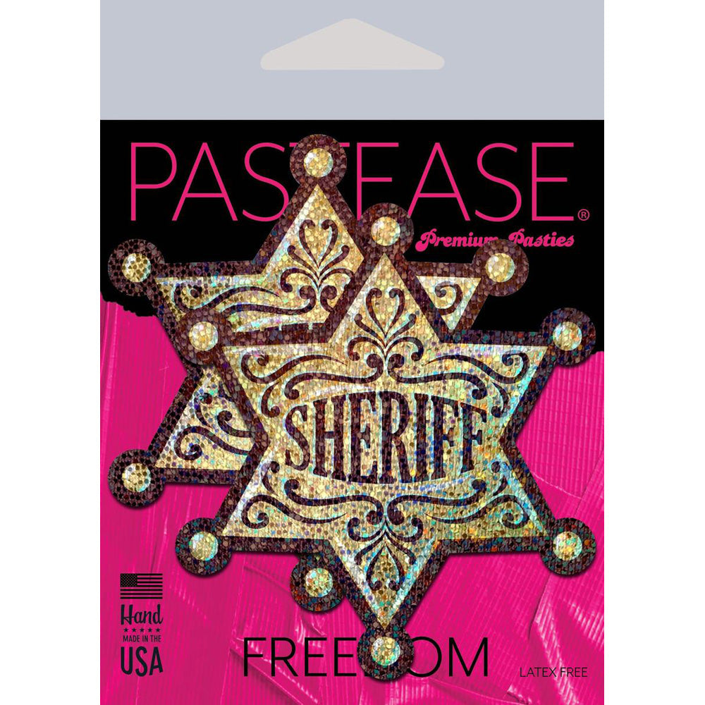 Sheriff Star Glittering Golden Sheriffs Badge Pasties