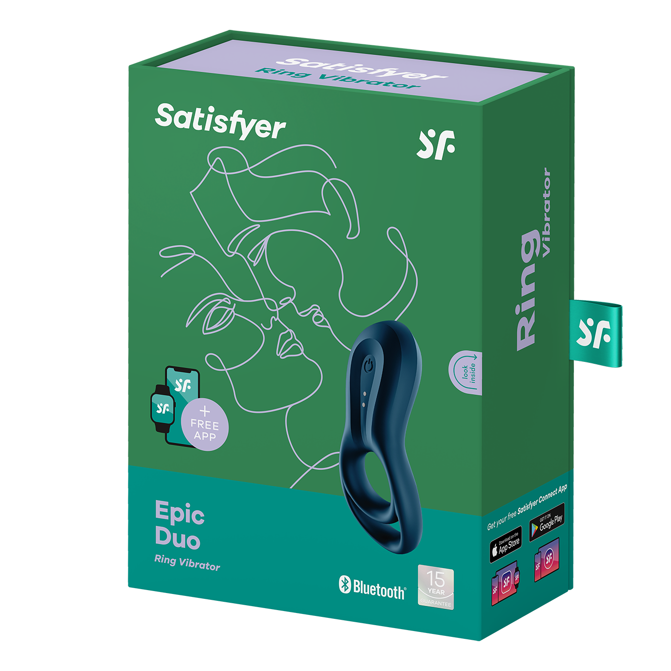 Satisfyer Epic Duo Vibrating Cock Ring with Connect App - Blue