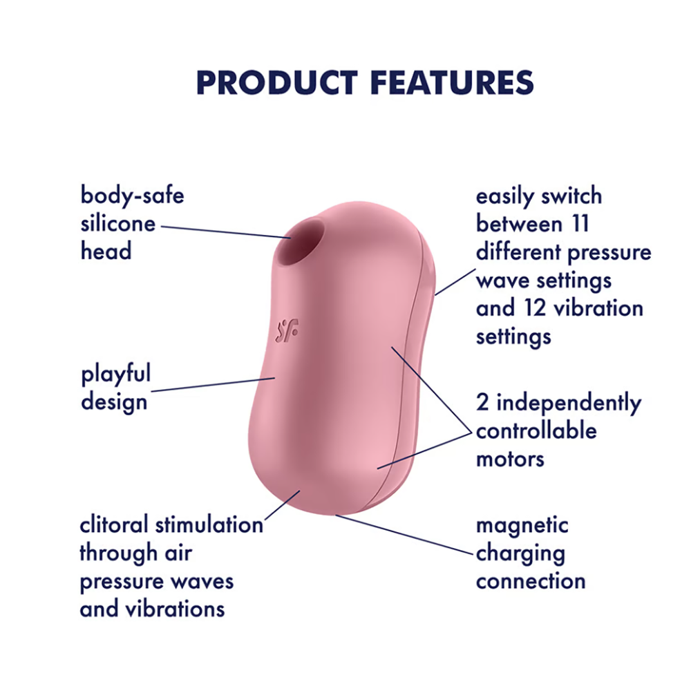 Satisfyer Cotton Candy Silicone Air Pulse and Vibration Clitoral Stimulator - Pink