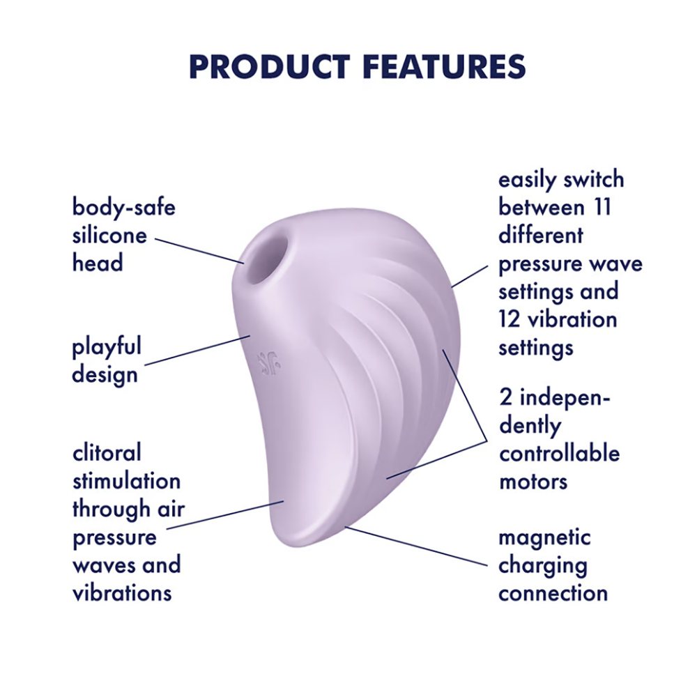 Satisfyer Pearl Diver Air Pulse & Vibration Silicone Clitoral Stimulator - Violet