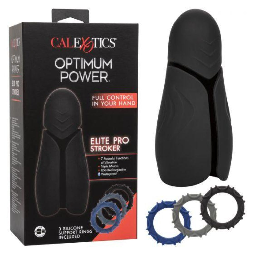Optimum Power Elite Pro Vibrating Stroker - Black