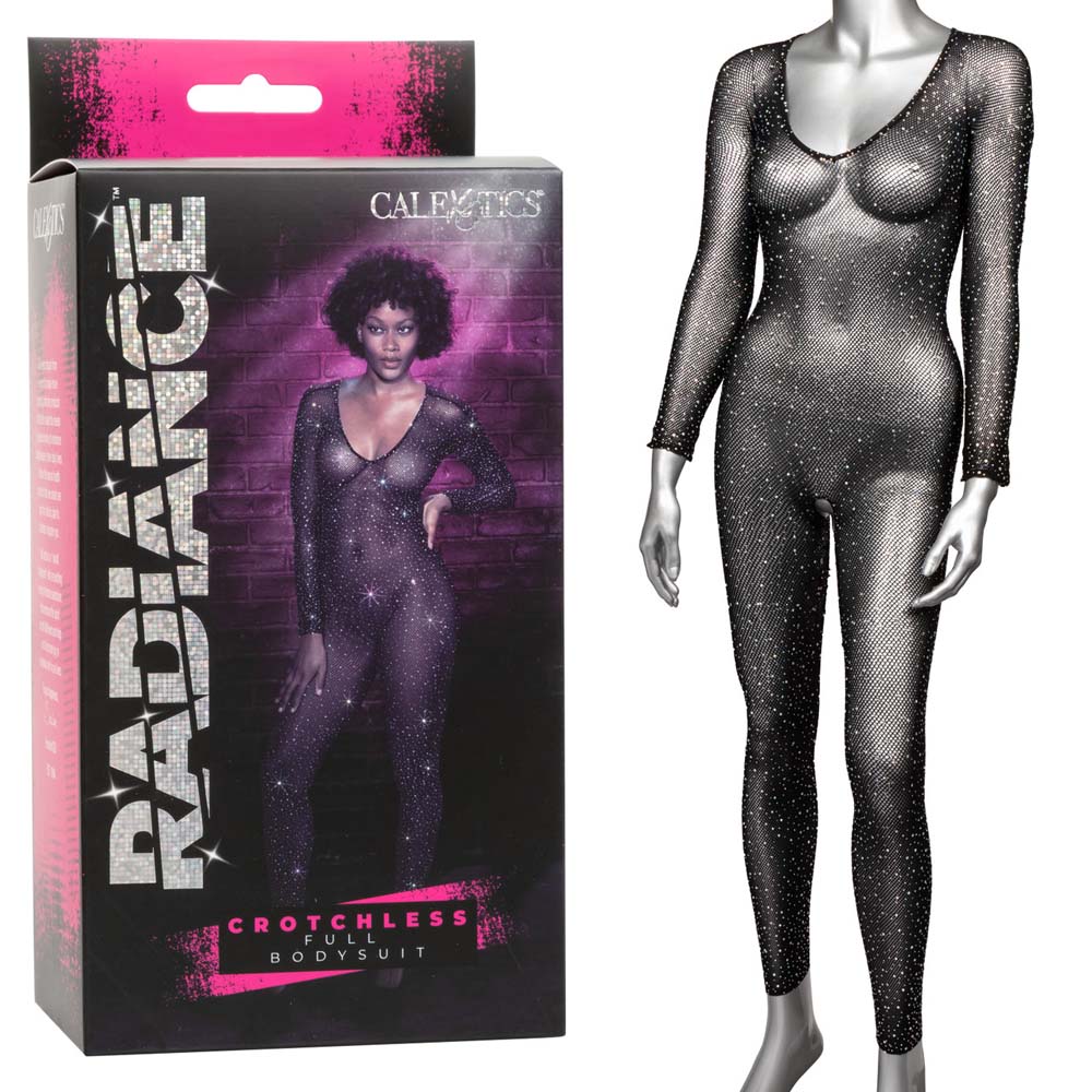 Radiance Crotchless Full Bodysuit - Black - Standard Size