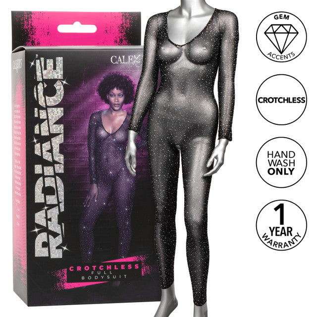 Radiance Crotchless Full Bodysuit - Black - Standard Size