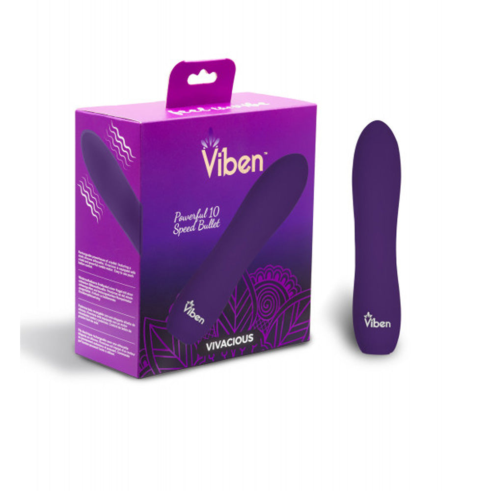 Vivacious 5.3" Inch Intense 10-Function Rechargeable Bullet Vibrator - Violet