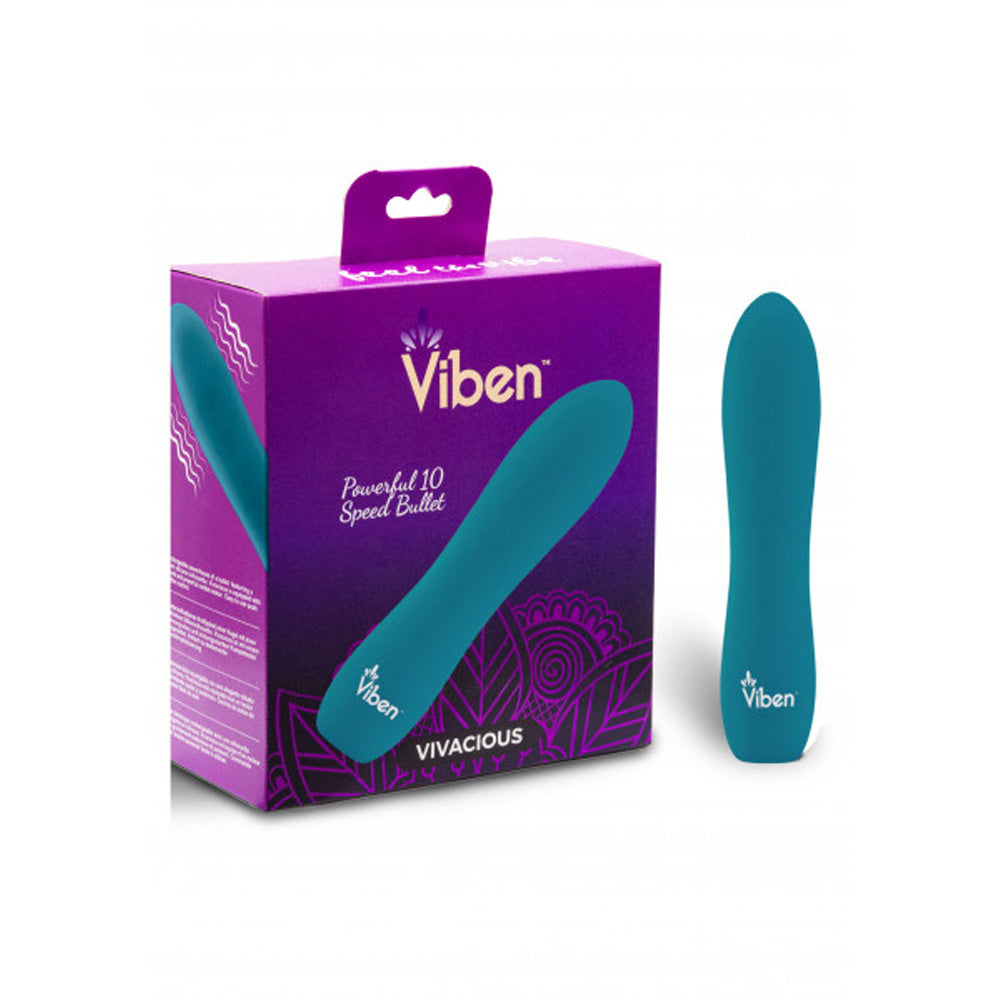 Vivacious 5.3" Inch Intense 10-Function Rechargeable Bullet Vibrator - Ocean