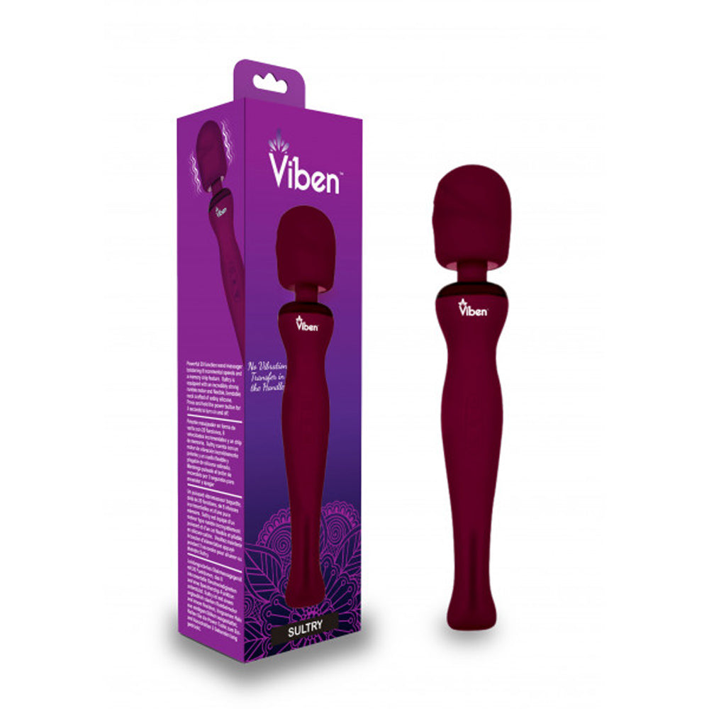 Viben Sultry Wand Massager 20-Function 8-Speed Silicone - Ruby