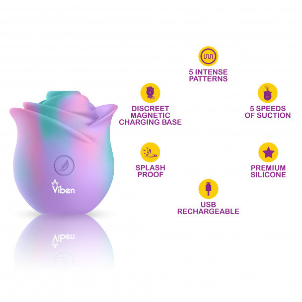 Viben Zen Rose Suction Vibrator - Unicorn