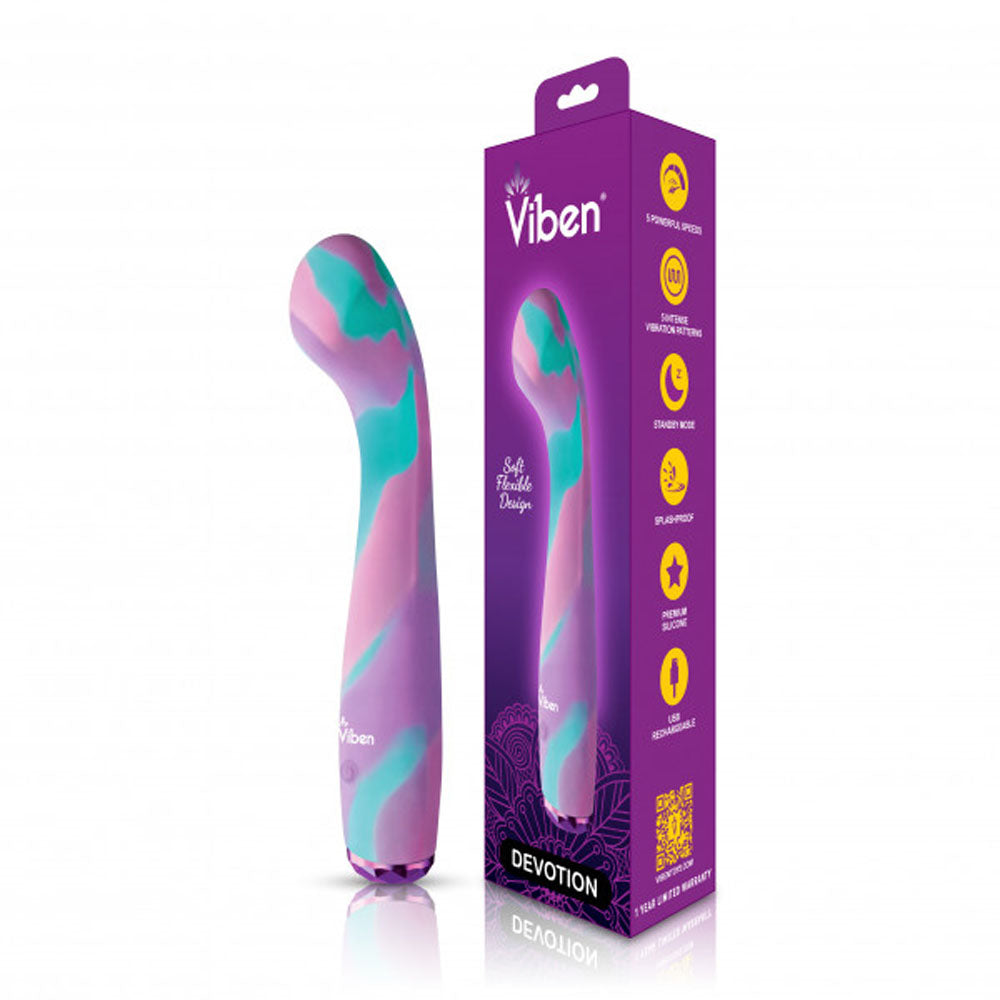 Viben Devotion G-Spot Massager 7 Inch Silicone Vibrator – Unicorn Multicolour