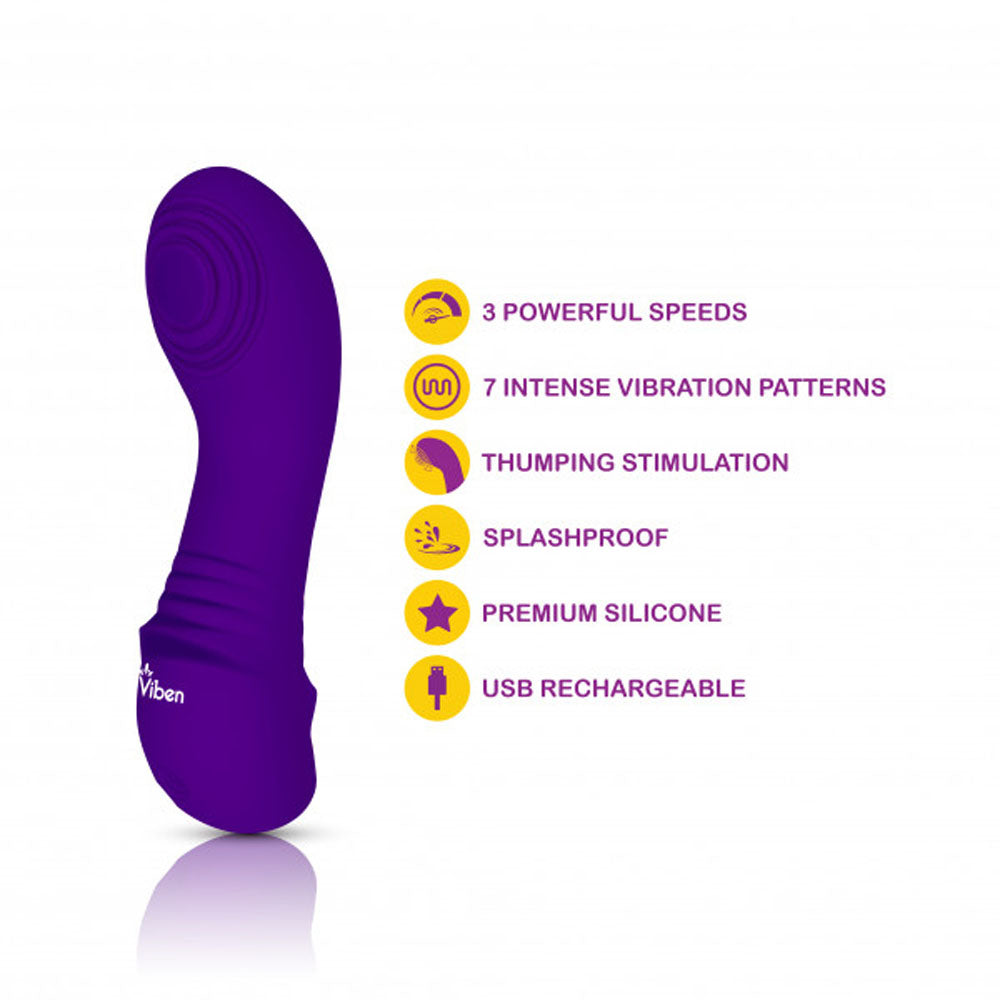 Viben Sebela 5.3 Inch Mini Thumping Rechargeable G-Spot Vibrator – Violet