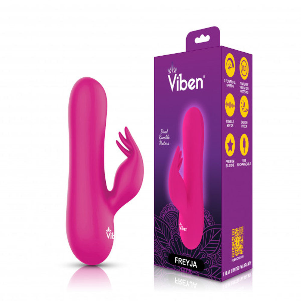 Viben Freyja Mini Dual Motor Silicone G-Spot Rabbit Vibrator - Pink