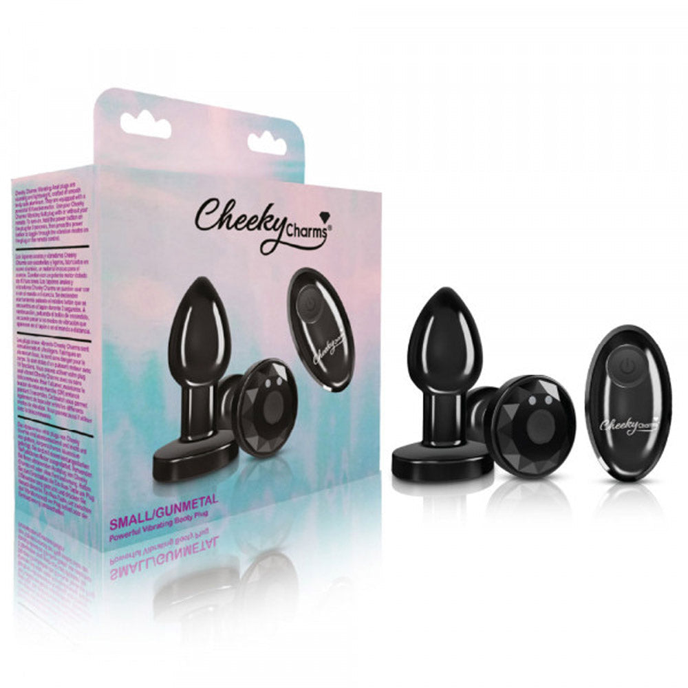 Cheeky Charms Vibrating Gunmetal Remote Anal Plug - Small