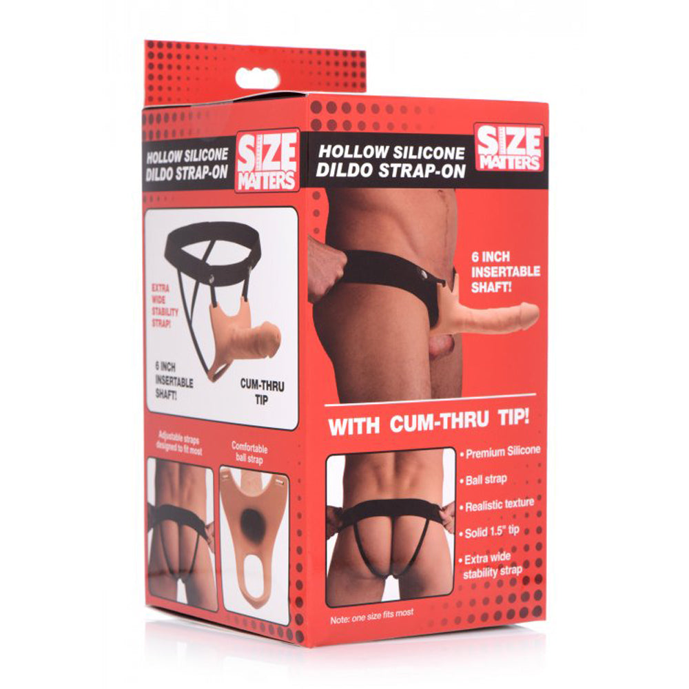 Size Matters Hollow Silicone Dildo Strap-on - Flesh