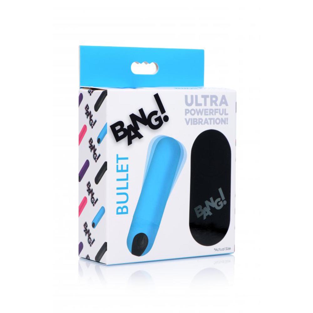 Bang! Vibrating Rechargeable Silicone Bullet with Remote Control - Blue