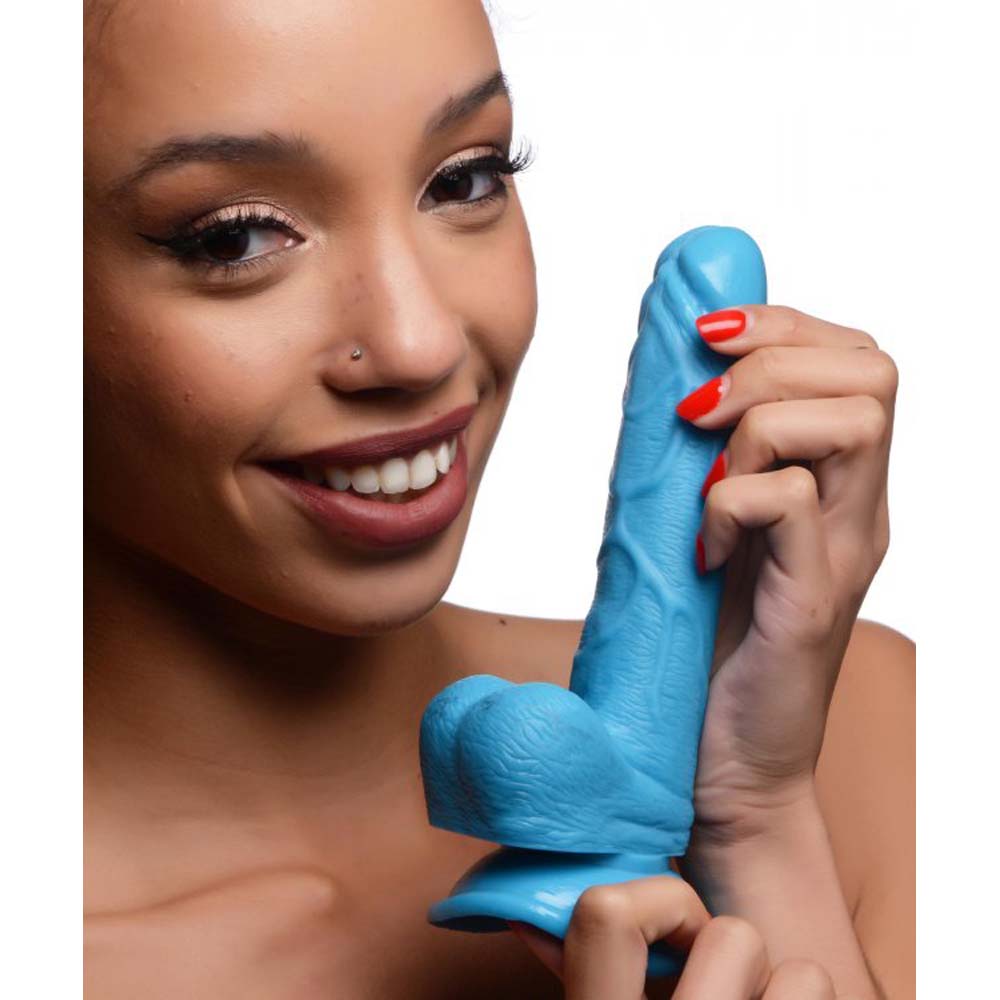 POP Peckers 6.5 Inch Realistic Dildo with Balls & Suction Cup – Blue