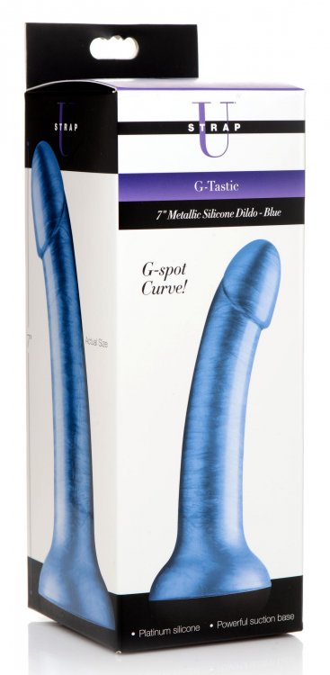 G-Tastic 7 Inch Metallic Silicone Dildo – Shimmering Blue Fantasy Dong