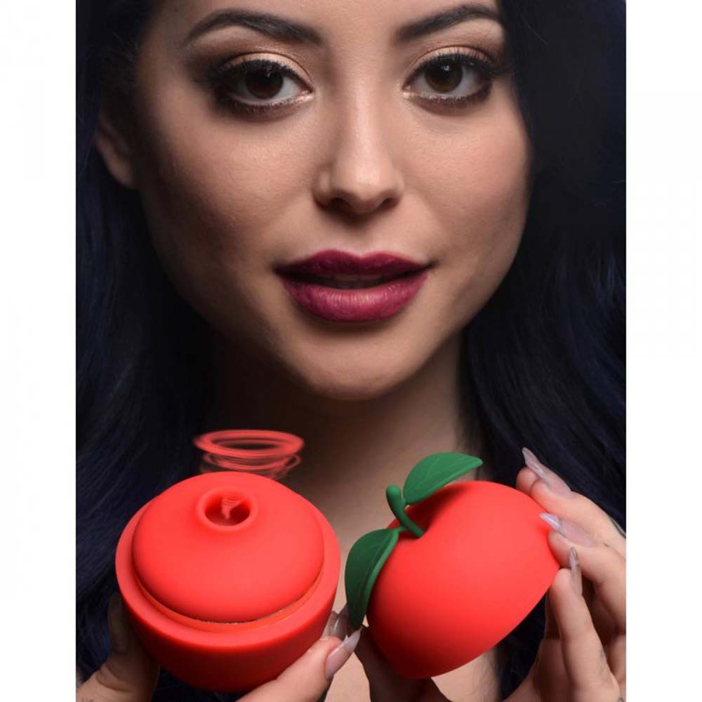 Shegasm Forbidden Apple Silicone Clitoral Stimulator Suction and Vibration Toy - Red