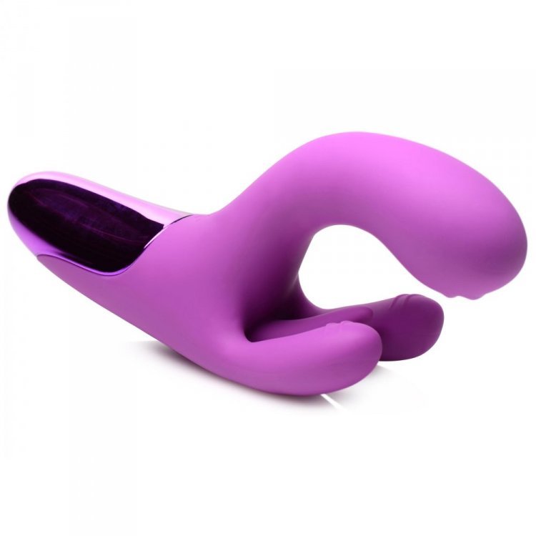 Bang! 10X Triple Rabbit 7.6 Inch Rechargeable Silicone Vibrator - Purple