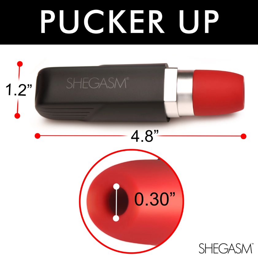 Shegasm Pocket Pucker Lipstick Clitoral Stimulator Vibrator - Black with Red