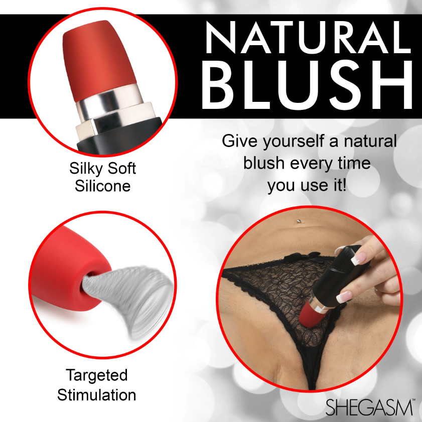 Shegasm Pocket Pucker Lipstick Clitoral Stimulator Vibrator - Black with Red