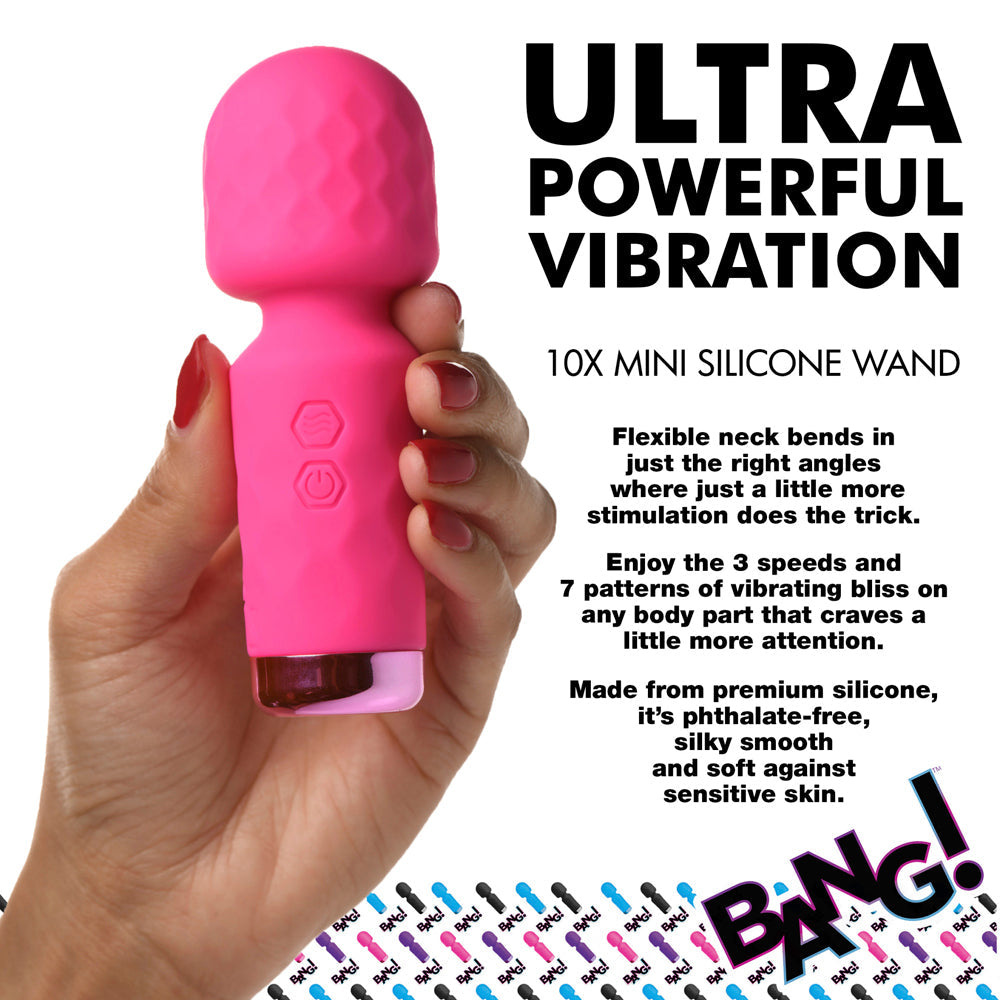 Bang! 10X Mini Silicone Wand Vibrator Splashproof - Pink