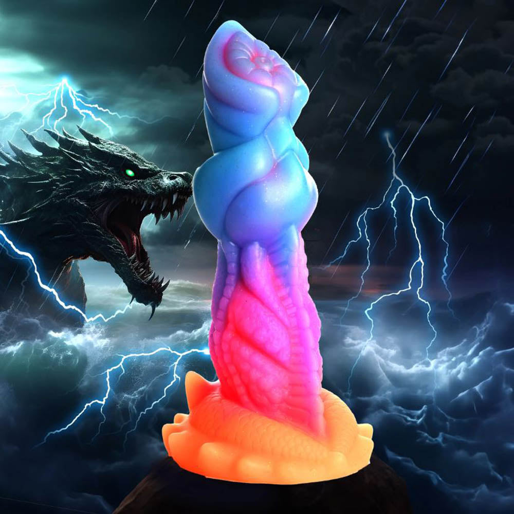 Creature Cocks Aqua-Cock Glow-In-Dark 7.6 Inch Silicone Dildo with Textured Shaft & Suction Base