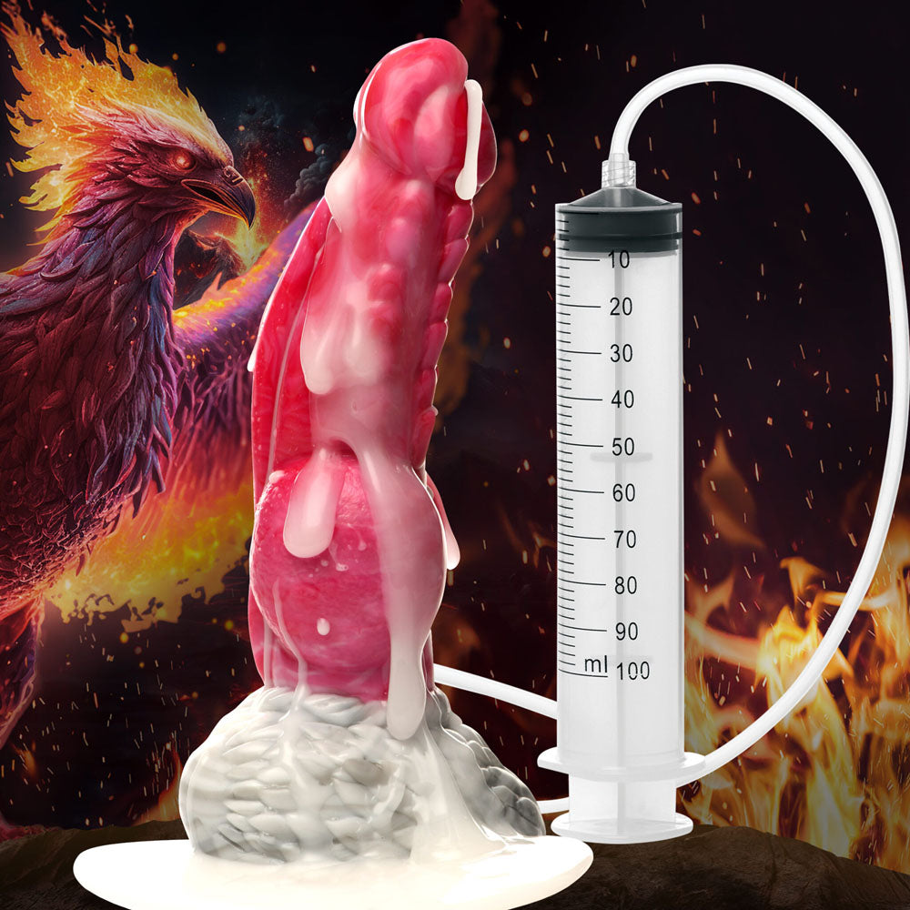 Creature Cocks Resurrector Phoenix 9 Inch Squirting Silicone Dildo – Suction Cup Base & Syringe System