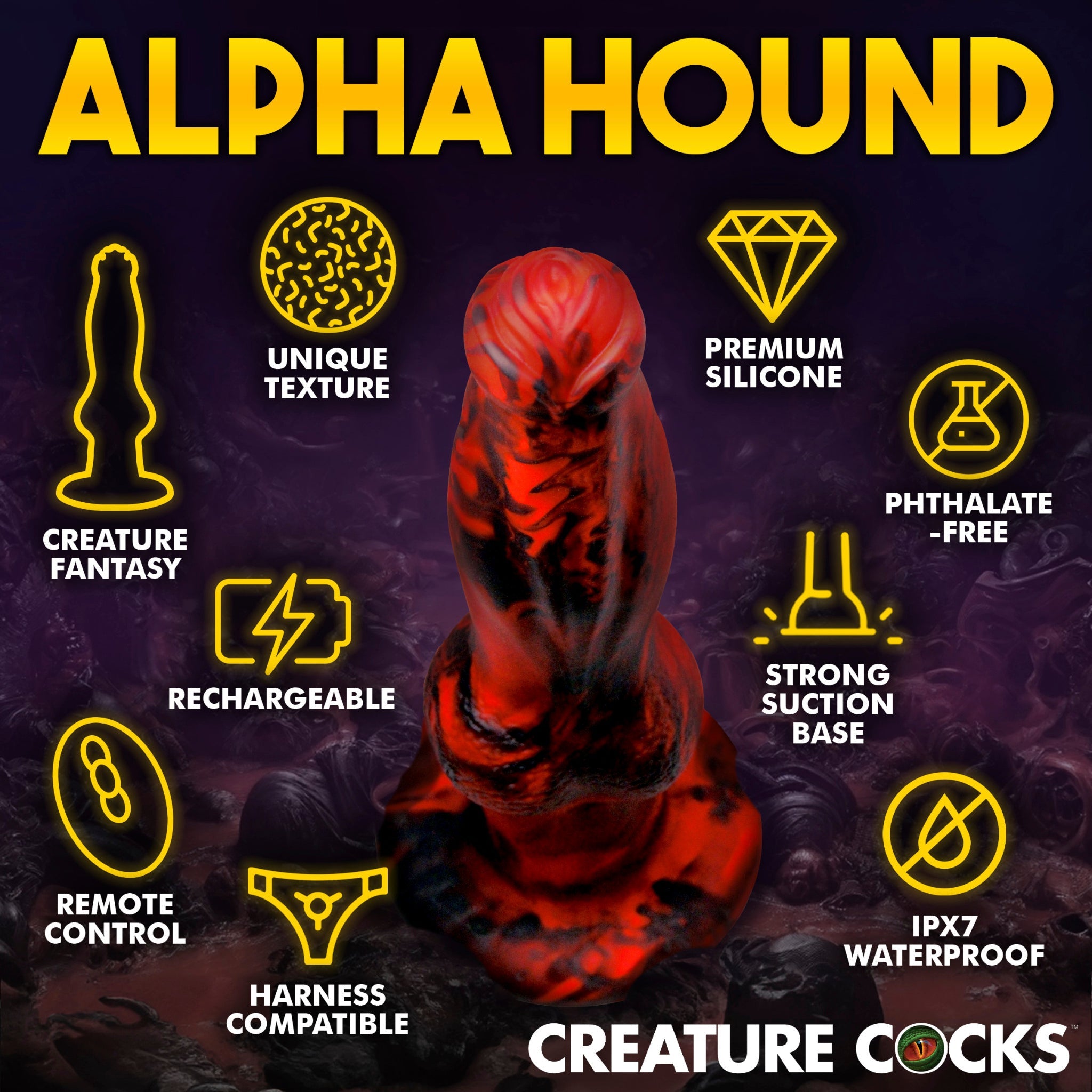 Creature Cocks Hell Wolf Thrusting & Vibrating Silicone Dildo – 8.7 Inch Fantasy Vibrator