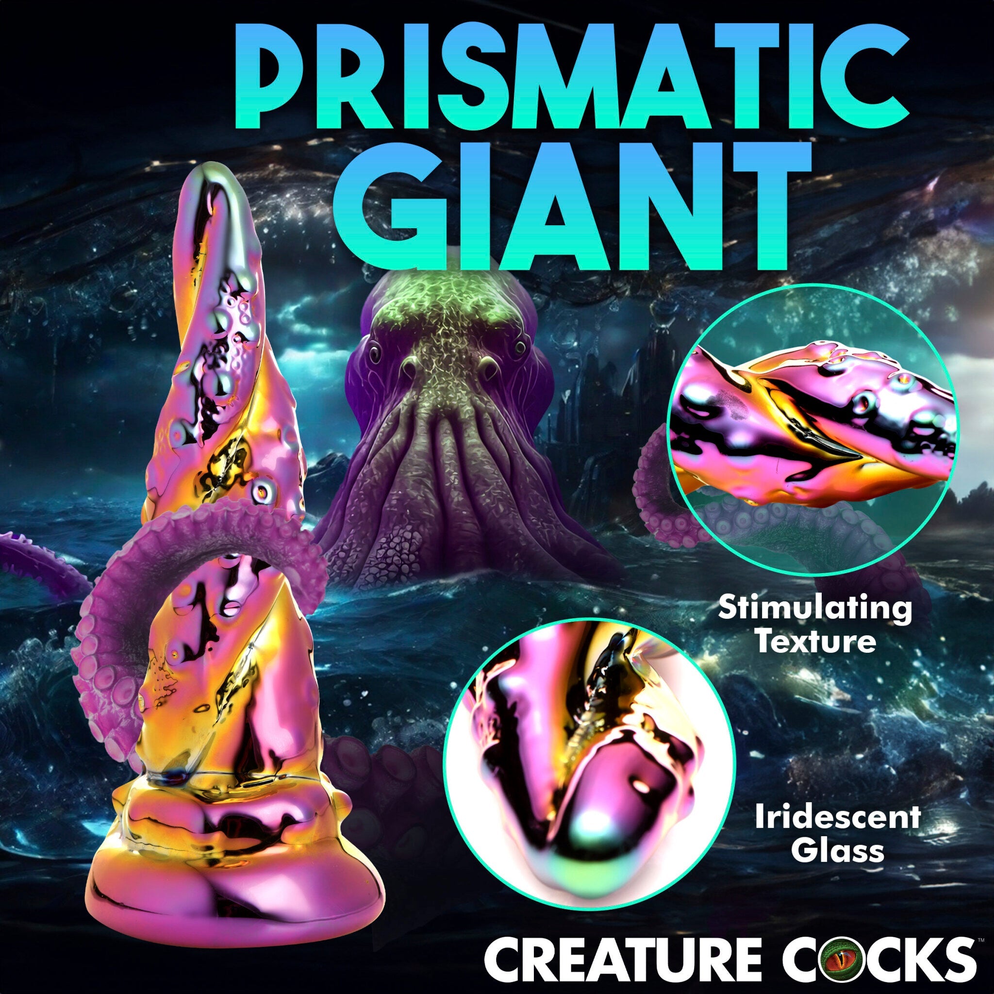 Creature Cocks Enchantress Rainbow 6.3 Inch Glass Dildo