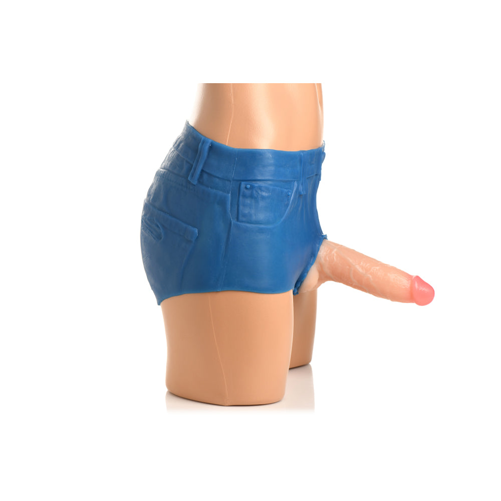 Strap U Booty Shorts 6 inch Dildo Silicone Strap-On in - Medium