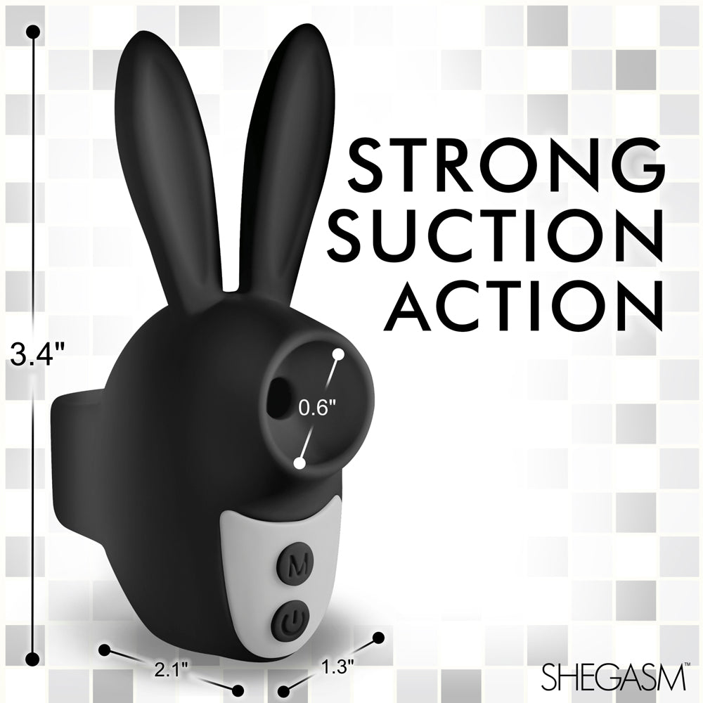 Shegasm Sucky Bunny Clitoral Suction Stimulator Silicone - Black