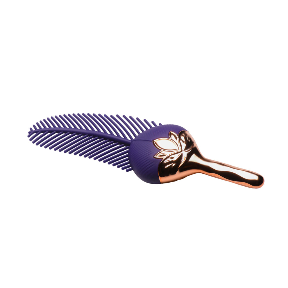 Master Series The Tickler Vibrating Silicone Feather - Purple/Rose Gold