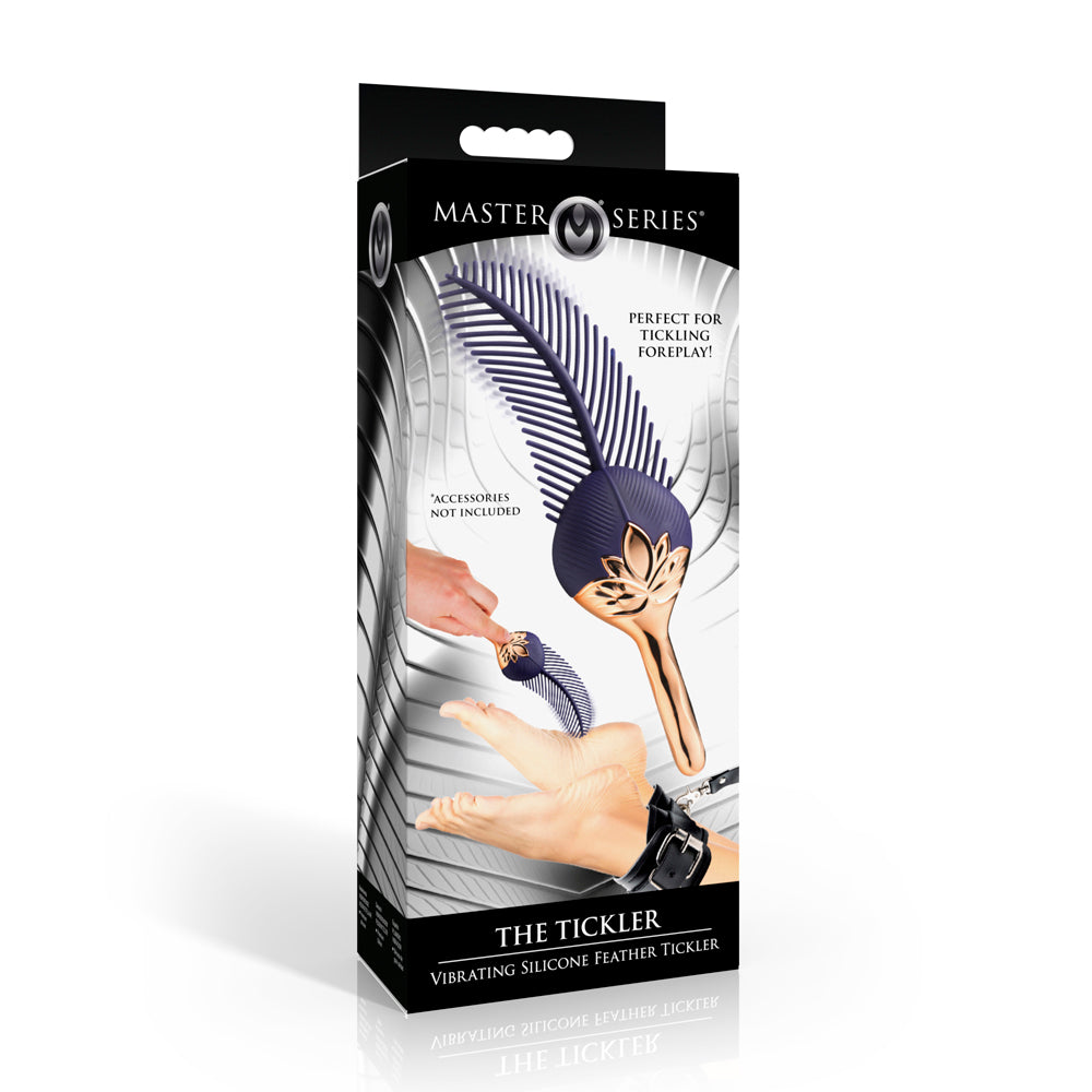 Master Series The Tickler Vibrating Silicone Feather - Purple/Rose Gold