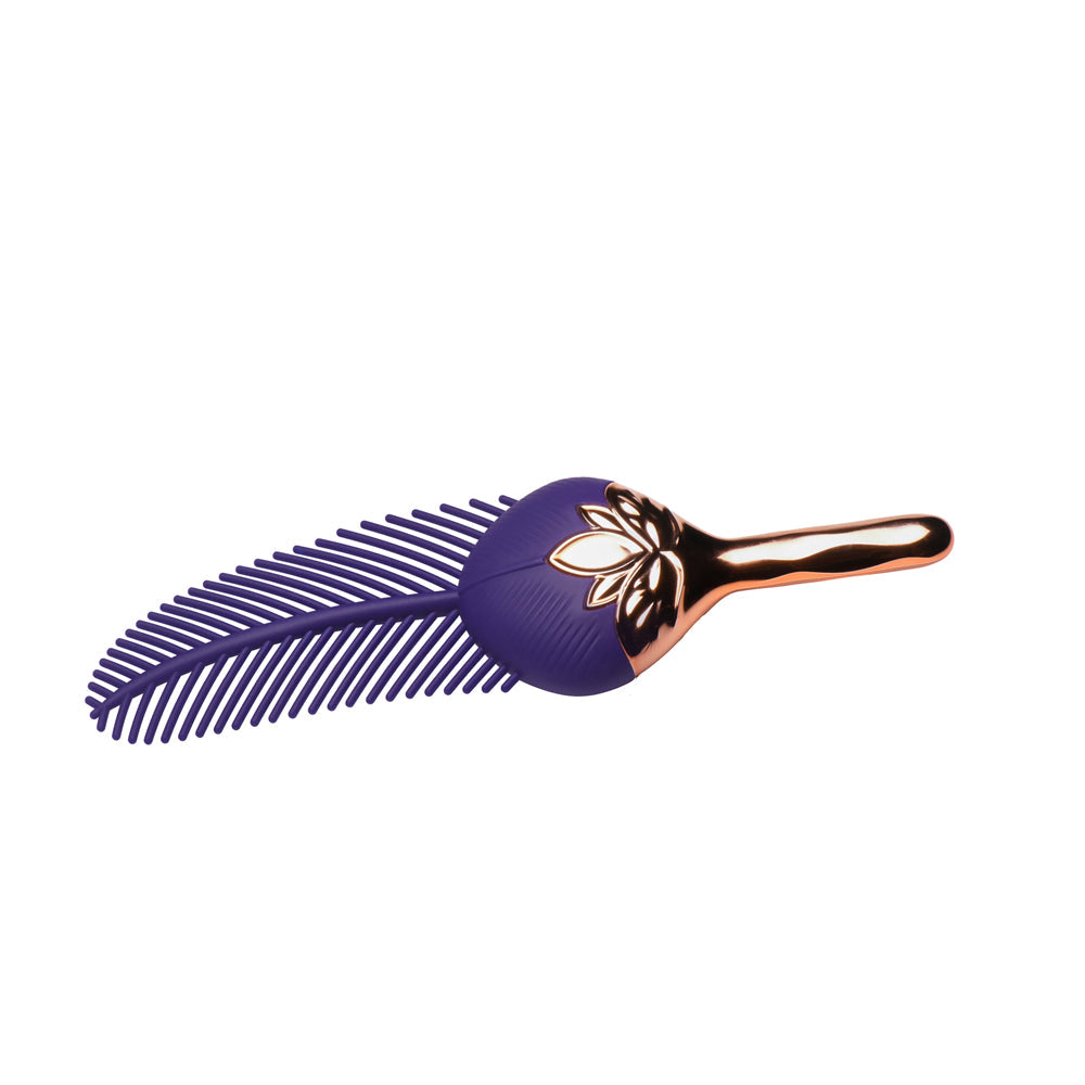 Master Series The Tickler Vibrating Silicone Feather - Purple/Rose Gold