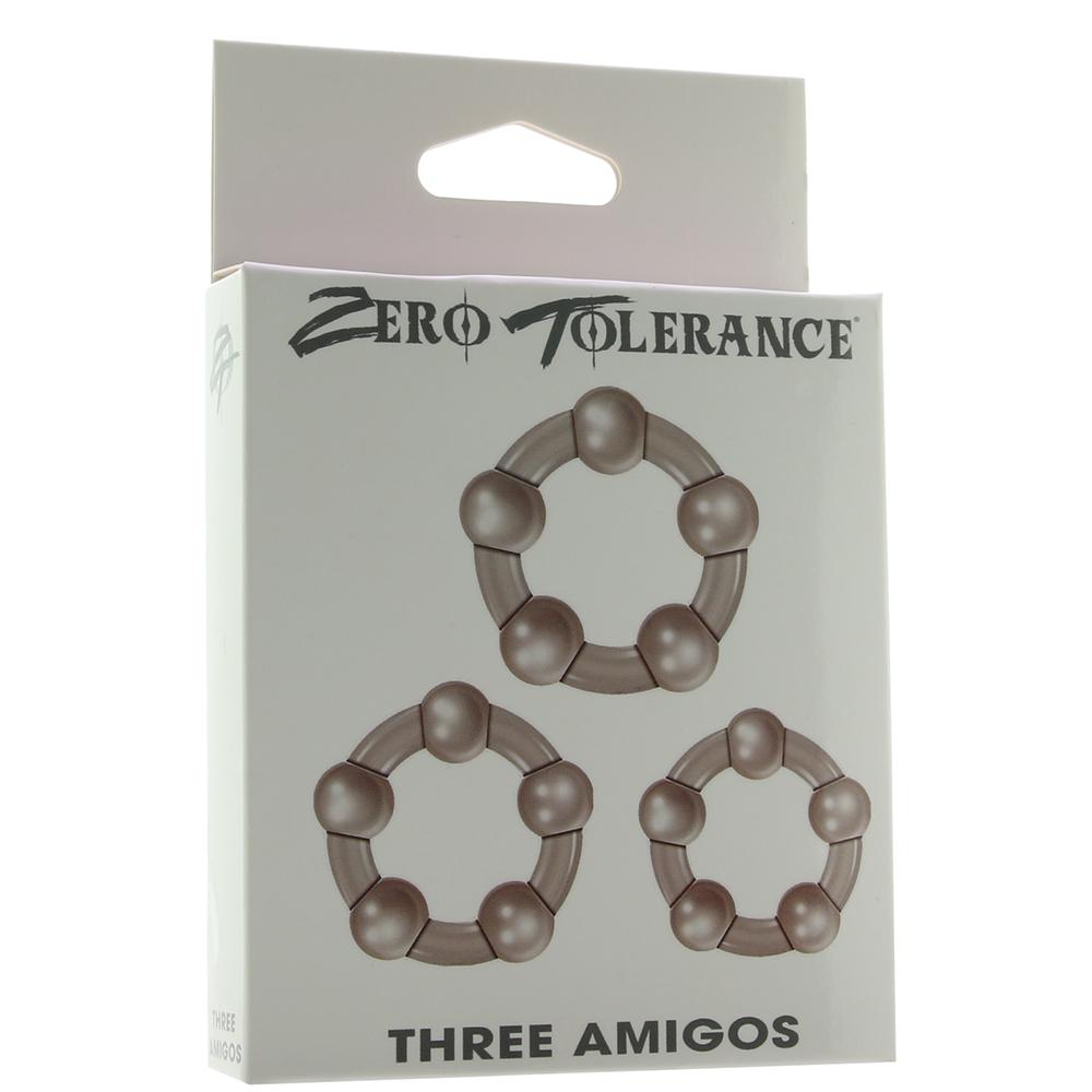 Zero Tolerance Three Amigos Beaded Cock Ring Set - Smoke