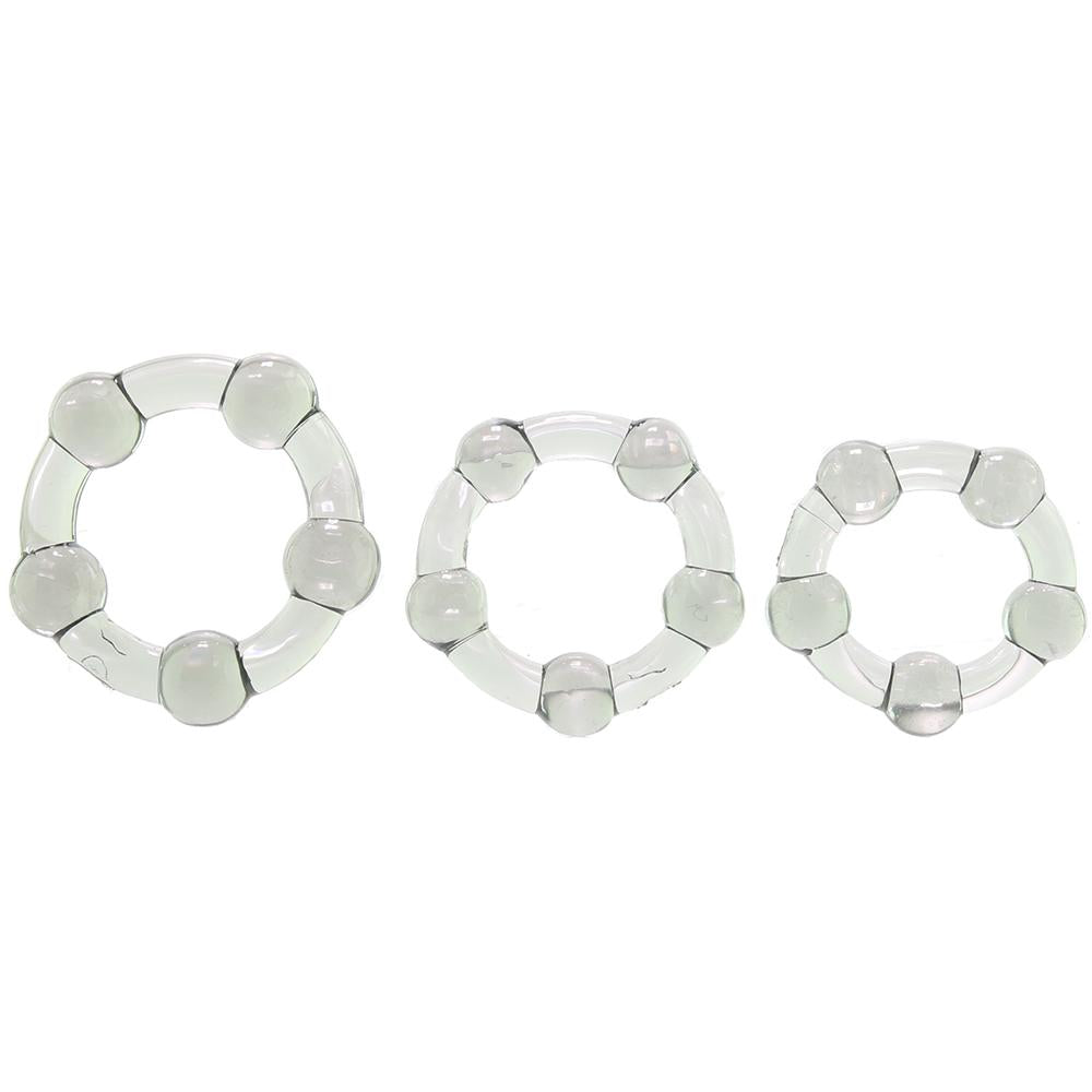 Zero Tolerance Three Amigos Beaded Cock Ring Set - Smoke